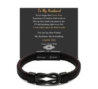 ARICHDUDE Infinity Bracelet for Men, Gift for Men Dad Husband Boyfriend Son Brother Braided Leather Forever Linked Together Engraved with Love You Forever(With Gift Card and Box)