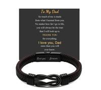 ARICHDUDE Infinity Bracelet for Men, Gift for Men Dad Husband Boyfriend Son Brother Braided Leather Forever Linked Together Engraved with Love You Forever(With Gift Card and Box)
