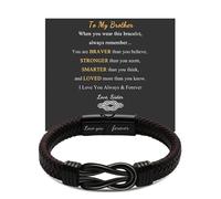 ARICHDUDE Infinity Bracelet for Men, Gift for Men Dad Husband Boyfriend Son Brother Braided Leather Forever Linked Together Engraved with Love You Forever(With Gift Card and Box)