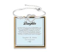 ARICHDUDE Infinity Forever Love Heart Bracelet for Daughter, Stainelss Steel Forever Connected Bracelet Christmas Birthday Graduation Jewelry Gifts to Daughter from Mum(Silver)