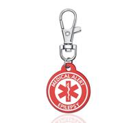 ARICHDUDE Red Medical Alert Keyring for Women Men Medical ID Tag Emergency Keyring with Free Laser Engraving Light Suitable for Bags Cloth
