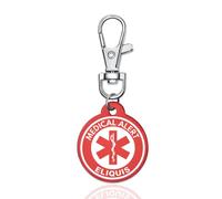 ARICHDUDE Red Medical Alert Keyring for Women Men Medical ID Tag Emergency Keyring with Free Laser Engraving Light Suitable for Bags Cloth