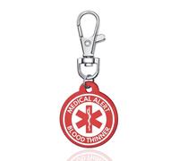 ARICHDUDE Red Medical Alert Keyring for Women Men Medical ID Tag Emergency Keyring with Free Laser Engraving Light Suitable for Bags Cloth