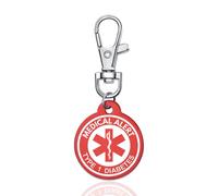ARICHDUDE Red Medical Alert Keyring for Women Men Medical ID Tag Emergency Keyring with Free Laser Engraving Light Suitable for Bags Cloth