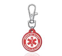 ARICHDUDE Red Medical Alert Keyring for Women Men Medical ID Tag Emergency Keyring with Free Laser Engraving Light Suitable for Bags Cloth