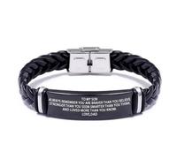 ARICHDUDE To My Son Bracelet from Mum Dad, Inspirational Braided Leather Stainless Steel Bracelet, Son Gifts from Mum Dad