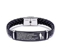 ARICHDUDE To My Son Bracelet from Mum Dad, Inspirational Braided Leather Stainless Steel Bracelet, Son Gifts from Mum Dad