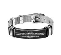 ARICHDUDE To My Son Bracelets from Mum Dad, Inspirational Stainless Steel Bracelets Birthday Graduation Gift Adjustable 6.5-8.5 IN