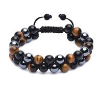 ARICHDUDE Triple Protection Bracelets for Women Men tiger eye black obsidian and evil eye Beads Bracelet Handmade Crystal Healing Protection Bracelets Bring Luck and Prosperity and Happiness