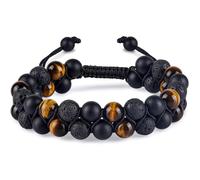 ARICHDUDE Triple Protection Bracelets for Women Men tiger eye black obsidian and hematite Beads Bracelet Handmade Crystal Healing Protection Bracelets Bring Luck and Prosperity and Happiness