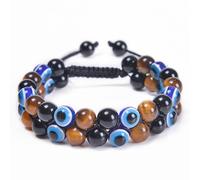ARICHDUDE Triple Protection Bracelets for Women Men tiger eye black obsidian and hematite Beads Bracelet Handmade Crystal Healing Protection Bracelets Bring Luck and Prosperity and Happiness