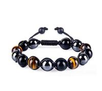 ARICHDUDE Triple Protection Bracelets for Women Men tiger eye black obsidian and hematite Beads Bracelet Handmade Crystal Healing Protection Bracelets Bring Luck and Prosperity and Happiness