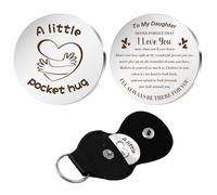 Aridantrp Pocket Hug Keychain For Daughter - Stainless Steel, Dark, Engraved Words: 'To My Daughter Never Forget That I Love You'