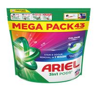 Ariel 3 in 1 Fast Dissolving Stain & Odour Removal Pods for Colours - 43 Washes