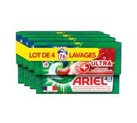 Ariel 4-in-1 Pods Liquid Detergent in Capsules, 76 Washes (4 x 19 Tabs), Ultra Stain Removal Technology, Removes Stubborn Stains at Low Temperature, Even After 7 Days, Made