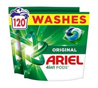 Ariel 4in1 PODS®, Washing Liquid Laundry Detergent Capsules 120 Washes, Original, Stain & Odour Removal in 1 Wash, Great Even In Cold & Short
