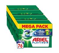 Ariel All-in-1 PODS Laundry Detergent Washing Liquid Tablets/Capsules, 76 Washes (4x19), Stain Remover For Clothes, Platinum + Touch Of Febreze Odour