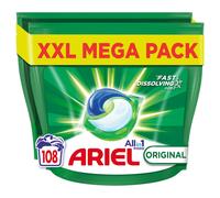Ariel All-in-1 PODS Original Washing Liquid Laundry Detergent Tablets/Capsules, 108 Washes (54 x 2), Stain Remover For Clothes, Brilliant Cleaning