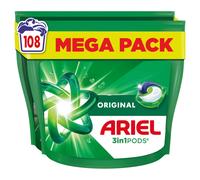 Ariel All-in-1 PODS?, Washing Liquid Laundry Detergent Capsules 108 Washes (54x2), Original, Outstanding Stain Removal In 1 Wash, Brrrilliant In Cold
