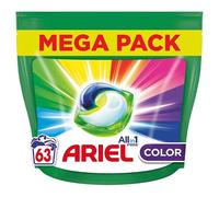 Ariel All-in-1 PODS, Washing Liquid Laundry Detergent Capsules 126 Washes (2 x 63), Color, Effective Stain Removal Even In A Cold Wash, Ariel washing pods Pack of 126 caps