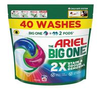 Ariel The Big One PODS®, Washing Liquid Laundry Detergent Capsules 40 Washes, Colour, 2X Stain & Odour Removal, Fast Dissolving Even in Cold