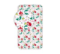 Ariel Friends Single Fitted Sheet - 100% Cotton Bedding Fitted Sheet Case - Reversible Bedsheet for Kids - Comfortable & Breathable - Cute Disney Princess Ariel Character Design