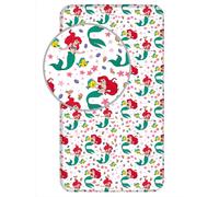 Jerry Fabrics Ariel Friends Single Fitted Sheet - 100% Cotton Bedding Fitted Sheet Case - Reversible Bedsheet for Kids - Comfortable & Breathable - Cute Disney Princess Ariel Character Design