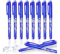 ARIEL-GXR 8 Pcs Blue Erasable Pens, 0.5mm Friction Pens Erasable Gel Ink Rollerball Pens with Eraser, Rub Out Pens Handwriting Writing Pen for Students, Kids, Adults School Office Stationery Supplies