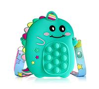 Ariel-gxr Pop Bag It Fidget Dinosaur Pop Purse, Silicone Push Bubble Sensory Toy Handbag for Boys and Girls With Adjustable Shoulder Straps (Green)