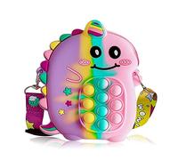 ARIEL-GXR Pop It Fidget Bag, Dinosaur Pop Purse Silicone Push Bubble for Boys and Girls, Fashion Sensory Toy Handbag With Adjustable Shoulder Straps (PinkPurple)