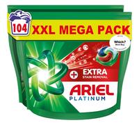 Ariel Platinum PODS Laundry Detergent Capsules, 104 Washes (52 x 2) - Extra Stain Removal, Removes 7-Day Dried-In Stains