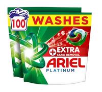 Ariel Platinum PODS®, Washing Liquid Laundry Detergent Capsules 100 Washes, +Extra Stain Removal, Remove Even 7-Day Dried-In Stains