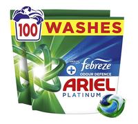 Ariel Platinum PODS®, Washing Liquid Laundry Detergent Capsules 100 Washes, +Touch Of Febreze Odour Defence, Remove Even 7-Day Sweat Odours