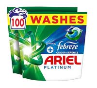 Ariel Platinum PODS®, Washing Liquid Laundry Detergent Capsules, 100ct | 100 Washes, +Touch of Febreze Odour Defence, Remove Even 7-Day Sweat Odours