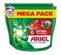 Ariel Platinum PODS®, Washing Liquid Laundry Detergent Capsules 120 Washes (60x2), +Extra Stain Removal, Remove Even 7-Day Dried-In Stains