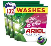 Ariel Platinum PODS®, Washing Liquid Laundry Detergent Capsules, 3 x 44 Washes, +Touch of Lenor Floral Fresh, 7-Day Long-Lasting Freshness