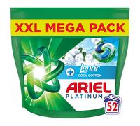 Ariel Platinum PODS®, Washing Liquid Laundry Detergent Capsules 52 Washes, +Touch of Lenor Cool Cotton, 7-Day Long-Lasting Freshness