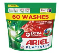 Ariel Platinum PODS®, Washing Liquid Laundry Detergent Capsules 60 Washes, +Extra Stain Removal, Remove Even 7-Day Dried-In Stains