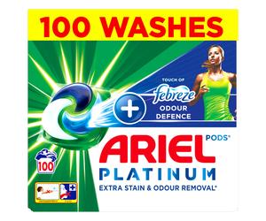Ariel Platinum PODS, Washing Liquid Laundry Detergent Capsules, Extra Stain & Odour Removal, 100 Washes