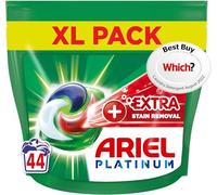 Ariel PODs Platinum Liquid Detergent Capsules + Power Stain Remover Capsules, 44 Washes
