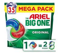 Ariel The Big One PODS, Washing Liquid Laundry Detergent Capsules 35 Washes, Original, 2X Stain & Odour Removal, Fast Dissolving Even in Cold