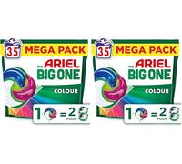 Ariel The Big One PODS Laundry Capsules, 35 Washes, Colour - 2X Stain & Odour Removal, Fast Dissolving in Cold (Pack of 2)