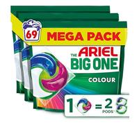 Ariel The Big One PODS Laundry Capsules, 69 Washes (3 x 23), Colour - 2X Stain & Odour Removal, Fast Dissolving in Cold