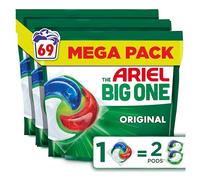 Ariel The Big One PODS, Washing Liquid Laundry Detergent Capsules 69 Washes (3x23), Original, 2X Stain & Odour Removal, Fast Dissolving Even in Cold