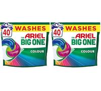Ariel The Big One PODS®, Washing Liquid Laundry Detergent Capsules 40 Washes, Colour, 2X Stain & Odour Removal, Fast Dissolving Even in Cold (Pack of 2)