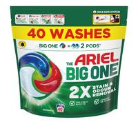 Ariel The Big One PODS, Washing Liquid Laundry Detergent Capsules 40 Washes, Original, 2X Stain & Odour Removal, Fast Dissolving Even in Cold