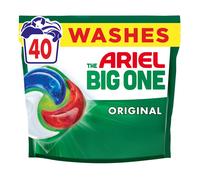 Ariel The Big One PODS, Washing Liquid Laundry Detergent Capsules 40 Washes, Original, 2X Stain & Odour Removal, Fast Dissolving Even in Cold