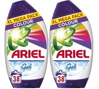 Ariel Washing Liquid Laundry Detergent Gel, 38 Washes, Colour, Brrrilliant Stain Removal Even In 15˚C Or 15min (Pack of 2)