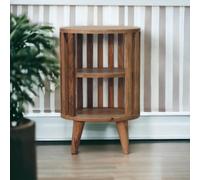 Ariella Solid Mango Wood Bedside Table with 2 Open Shelves, Desk with Hand-Finished Minimalist Scandi-Style Legs, 26L x 36W x 55H cm, Brown Aosom UK