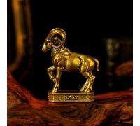 Aries - 100% Solid Brass Aries Ram Zodiac Sculpture - Handcrafted Retro Collectible Figurine for Desk & Home Decor, Unique Astrology Gift